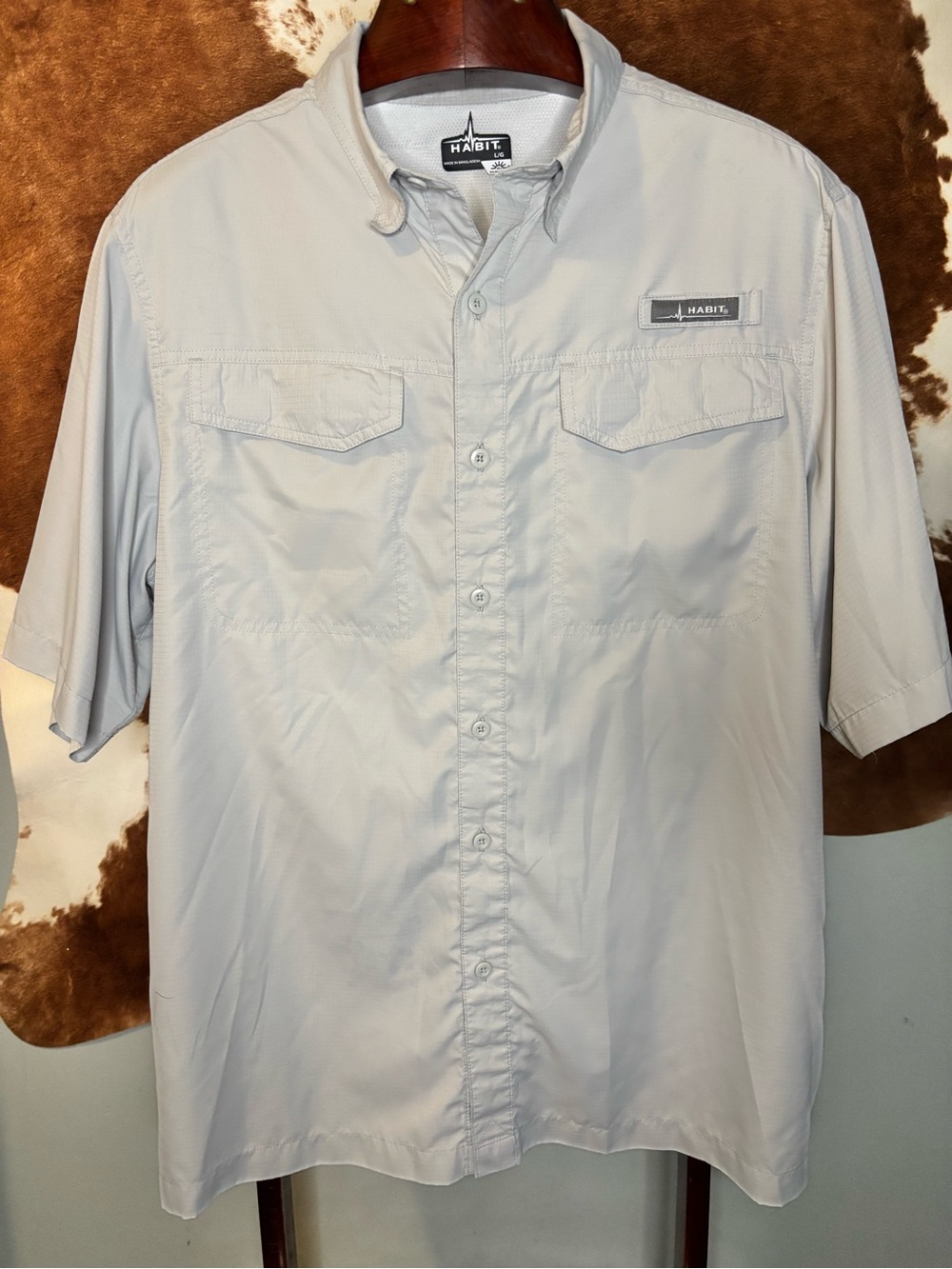 Habit Performance Fishing Shirt Men’s Large | Light Gray Short Sleeve